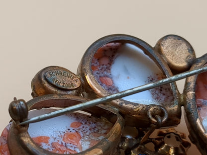 SCHREINER of New York Vintage Flower and Rhinestone Brooch