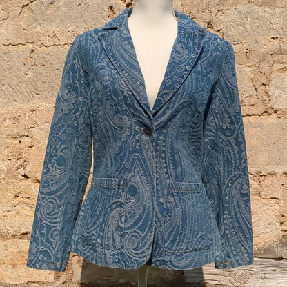 NWOT Blue Denim Filigree Blazer