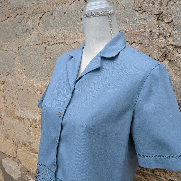 Alfred Dunner Blue Embroidered Pantsuit Vintage