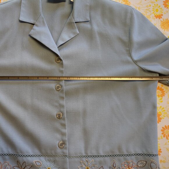 Alfred Dunner Blue Embroidered Pantsuit Vintage