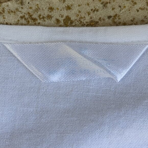 White With Green Embroidery Linen Top