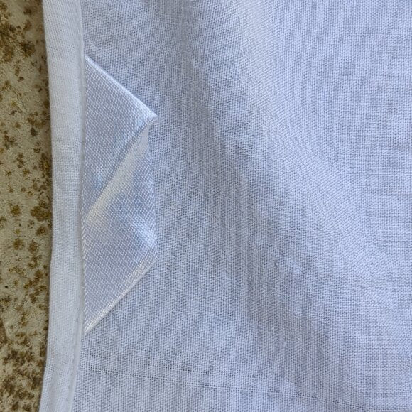 White With Green Embroidery Linen Top