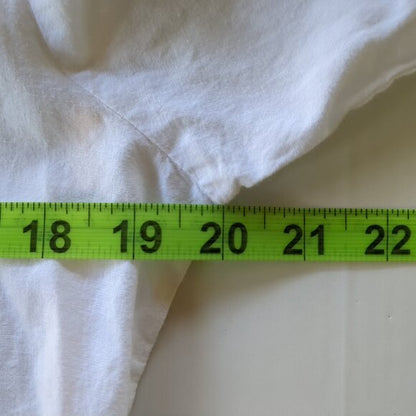 White With Green Embroidery Linen Top